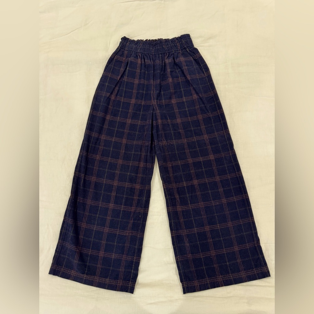 Madewell Corduroy Pull-On Wide Leg Pants in Plaid